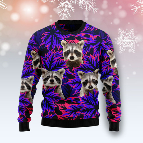 Raccoon Ugly Christmas Sweater, All Over Print Sweatshirt