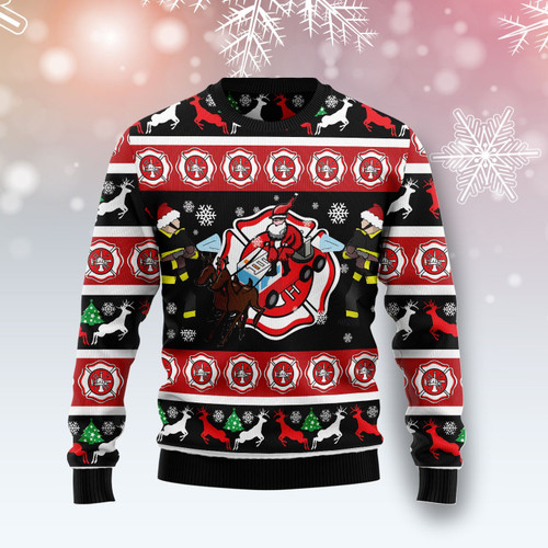 Fireman Firefighter Ugly Christmas Sweater, All Over Print Sweatshirt