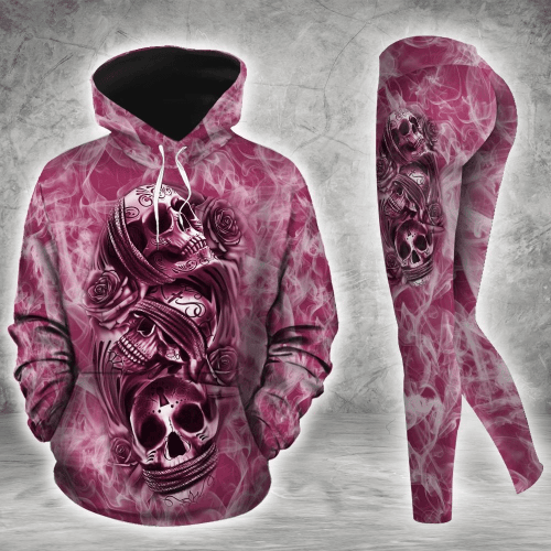Pink Skull 3D Hoodie Legging Set Combo