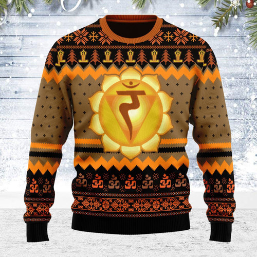 Christmas Pattern Solar Plexus Chakra For Unisex Ugly Christmas Sweater, All Over Print Sweatshirt