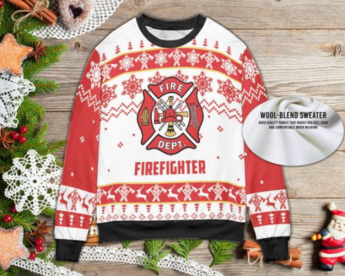 Firefighter Christmas Holiday Gift Ugly Sweater