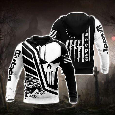 Jeep Skull and Guns 3D All Over Print Hoodie, Zip-up Hoodie