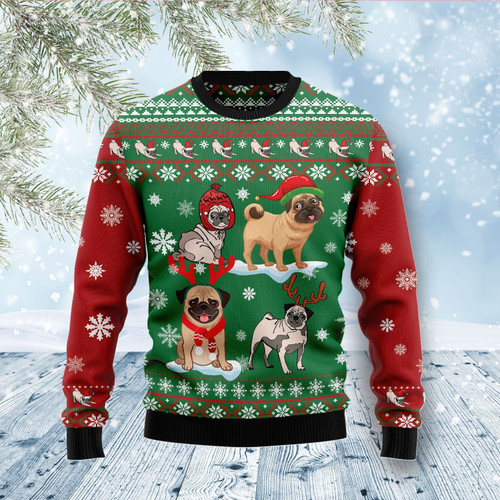Pug Snow Day Christmas Ugly Sweater