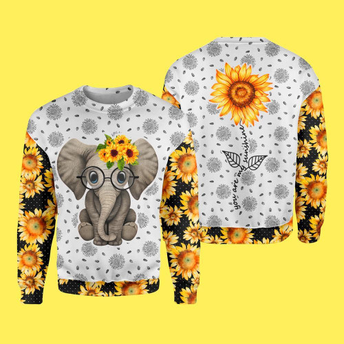 Hippie Sunflower Sublimation Ugly Christmas Sweater, All Over Print Sweatshirt