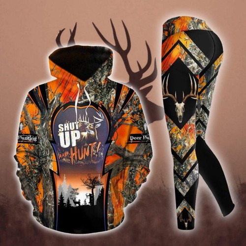 Deer Hunting Orange 3D Hoodie Legging Set Combo