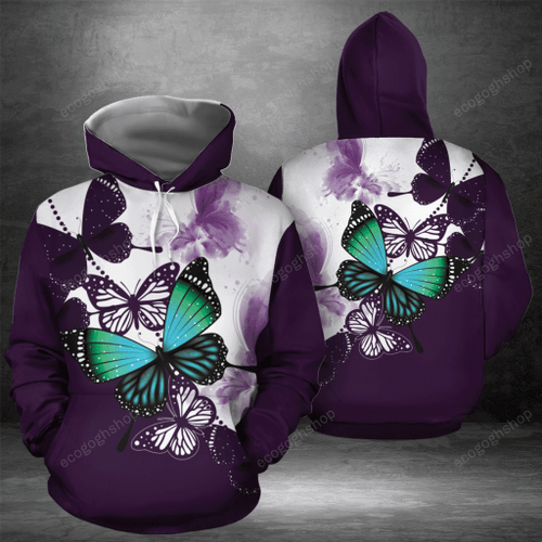Butterfly Purple Beauty 3D Hoodie Zip Hoodie, 3D All Over Print Hoodie Zip Hoodie