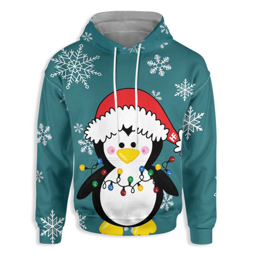 Merry Christmas Cute Penguin 3D All Over Print Hoodie, Zip-up Hoodie