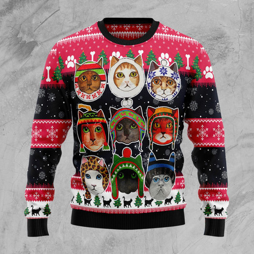 Cats In Winter Ugly Christmas Sweater, All Over Print Sweatshirt