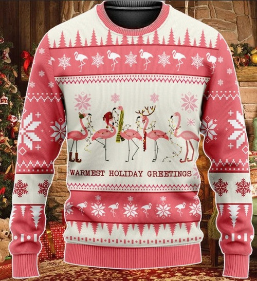 Warmest Holiday Greetings Flamingo chritsmas sweater