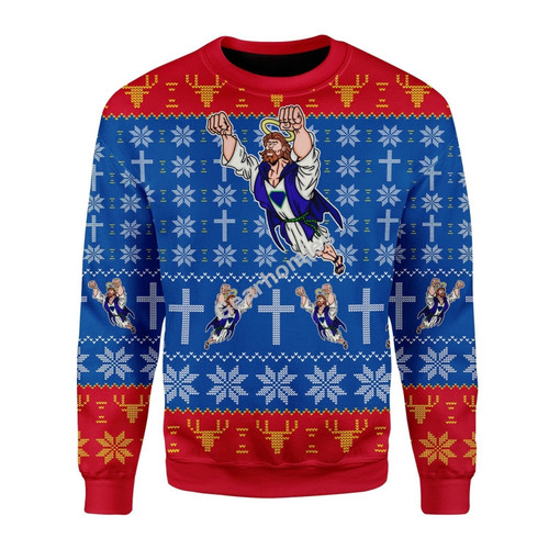 Super Jesus Ugly Christmas Sweater