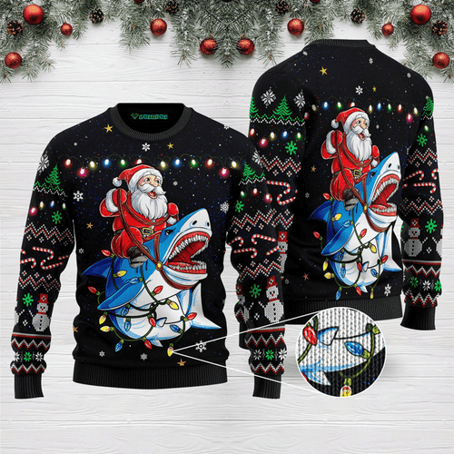 Shark Santa Ugly Christmas Sweater, All Over Print Sweatshirt