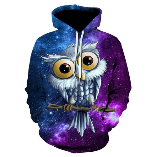 Owl Long Sleeve Casual Pullover 3D All Over Print Hoodie, Zip-up Hoodie