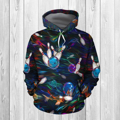 Colorful Bowling 3D All Over Print Hoodie, Zip-up Hoodie