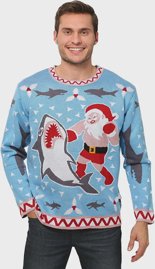 Santa vs Shark Ugly Christmas Sweater