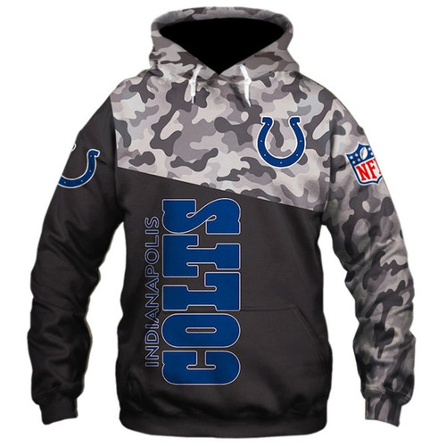 NFL Indianapolis Colts Camo 3D Hoodie All Over Print, Zip-up Hoodie