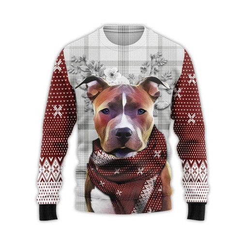 Pitbull Winter Ugly Christmas Sweater, All Over Print Sweatshirt