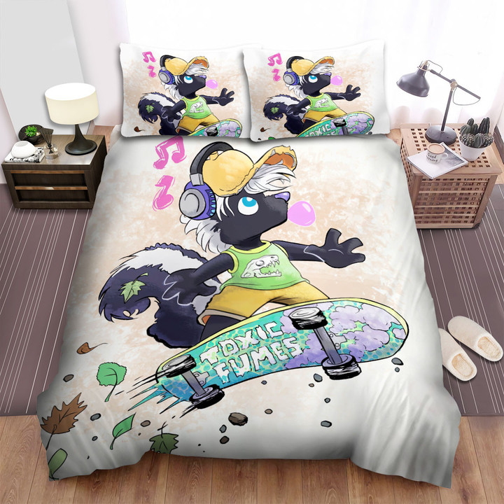 The Wild Animal - The Skunk Blowing Bubble Gum Bed Sheets Spread Duvet Cover Bedding Sets
