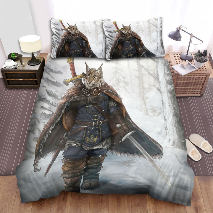 The Wildlife - The Lynx Knight Walking In The Winter Bed Sheets Spread Duvet Cover Bedding Sets