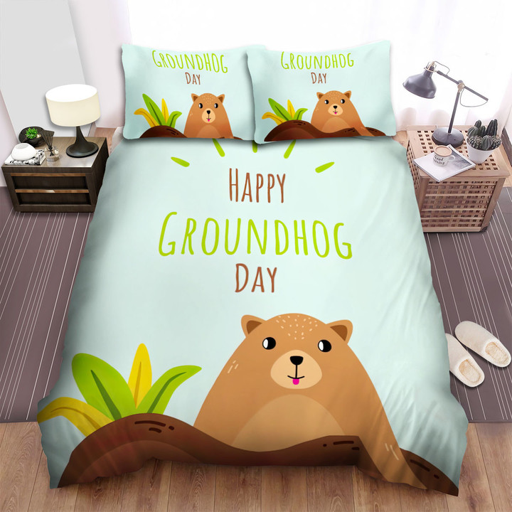 The Wild Animal - The Groundhog Illustration Bed Sheets Spread Duvet Cover Bedding Sets