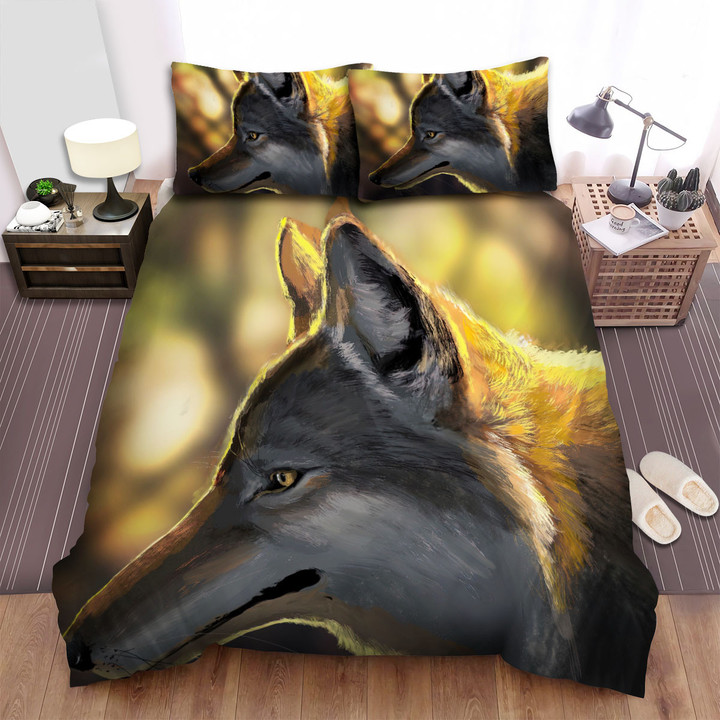 The Wildlife - The Coyote Illustration Bed Sheets Spread Duvet Cover Bedding Sets