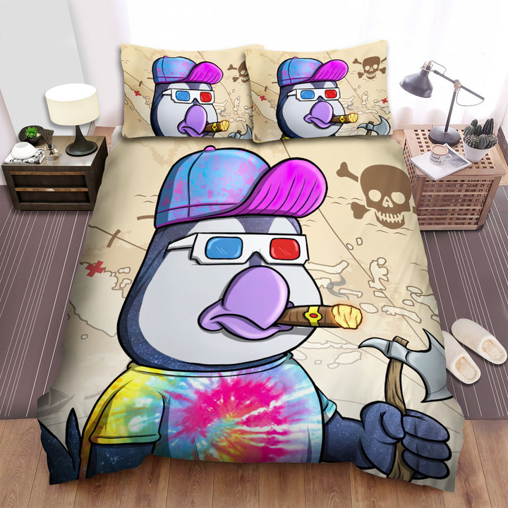 The Wild Animal - The Puffin Smoking Art Bed Sheets Spread Duvet Cover Bedding Sets