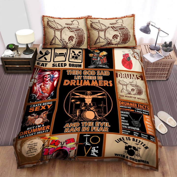 The God Said Let There Be Drummers And The Evil Rain In Fear Bed Sheets Spread Duvet Cover Bedding Sets