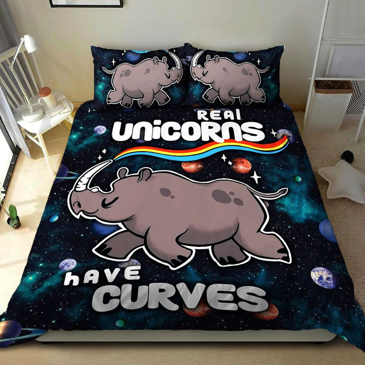 Rhino Real Unicorns Have Curves  Bed Sheets Spread  Duvet Cover Bedding Sets