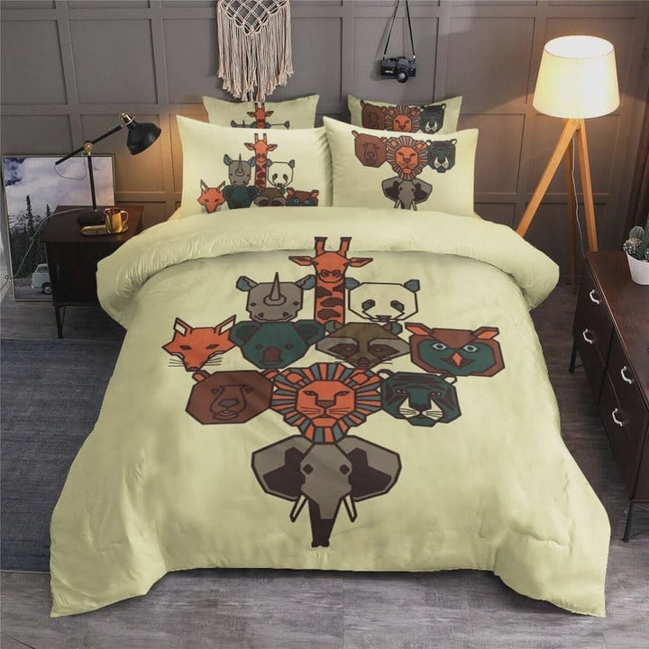Wild Animals With Neon-Yellow Pattern  Bed Sheets Spread  Duvet Cover Bedding Sets