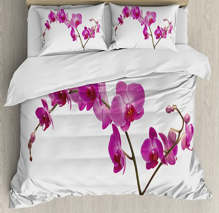Wild Orchids Petal Florets Branch Romantic Flowers  Bed Sheets Spread  Duvet Cover Bedding Sets