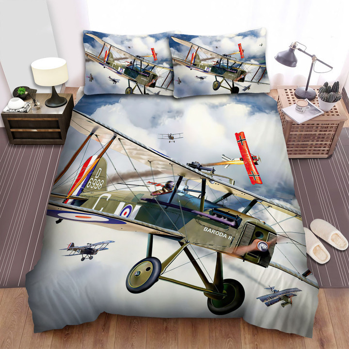 Ww1 Military Weapon Of Rfc - Royal Aircraft Factory S.E.5 Illustration Bed Sheets Spread Duvet Cover Bedding Sets