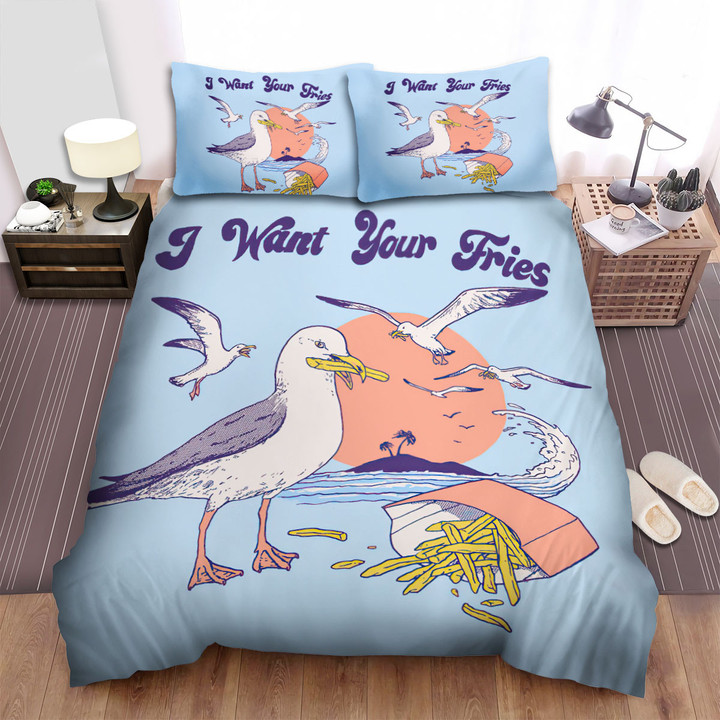 The Wildlife - I Want Your Fries From The Seagull Bed Sheets Spread Duvet Cover Bedding Sets