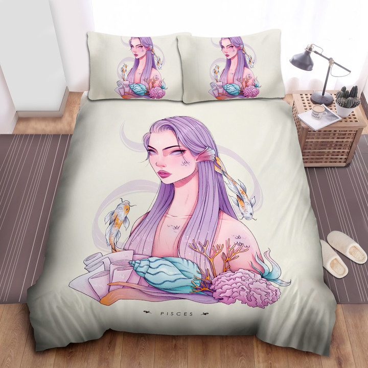Horoscope Pisces Girl Modern Art Illustration Bed Sheets Spread  Duvet Cover Bedding Sets
