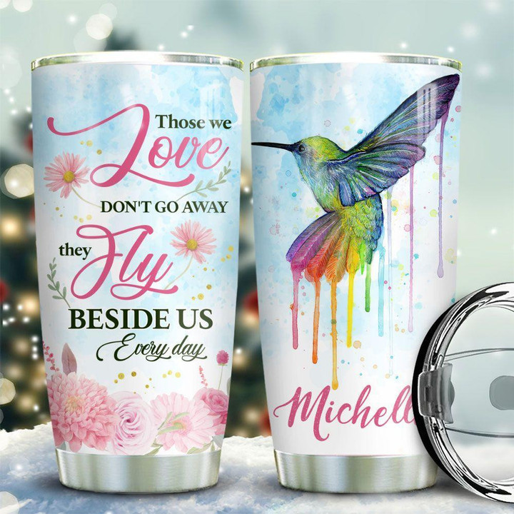 Custom Name Hummingbird Sky Personalized Those We Love Stainless Steel Tumbler Cup, Gift For Hummingbird Lover Steel Tumbler