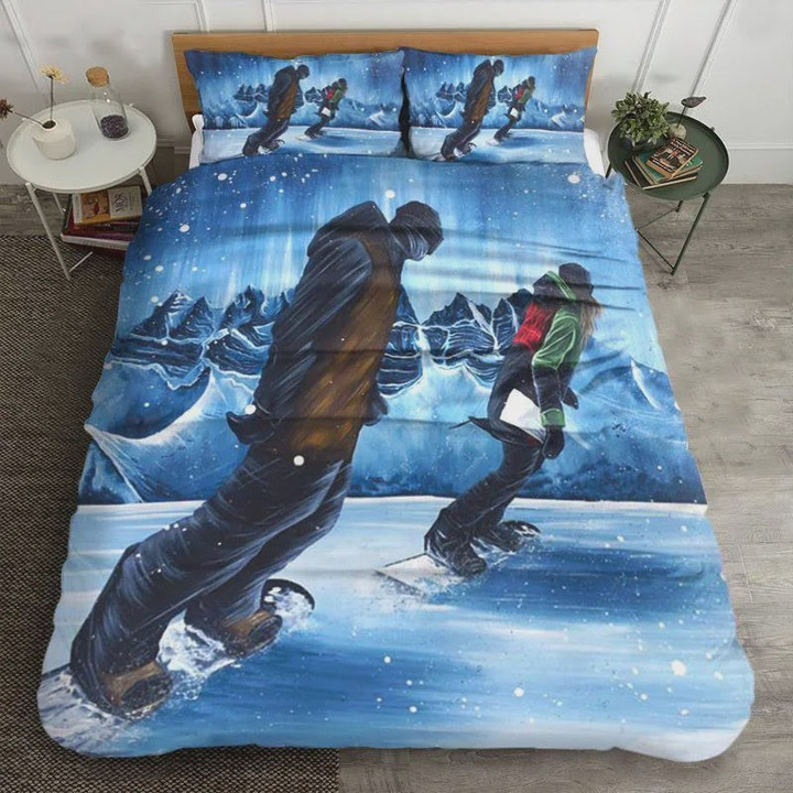 Snowboarding Couple  Bed Sheets Spread  Duvet Cover Bedding Sets