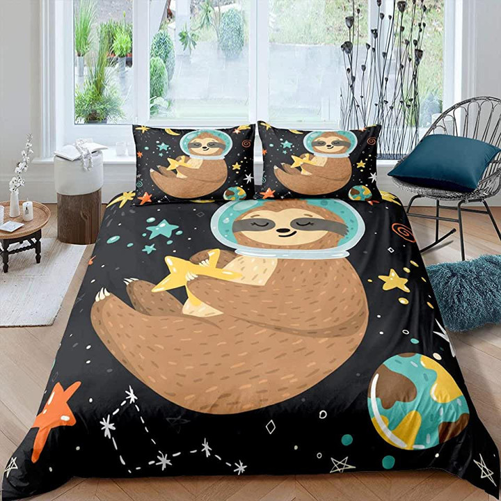 Sloth Astronaut In Space Bed Sheets Duvet Cover Bedding Sets