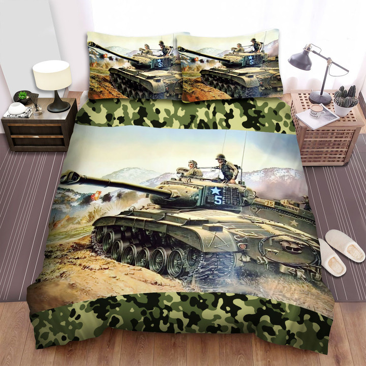 Military Weapon In Ww2, M26 Us Tank In The Battle Bed Sheets Spread Duvet Cover Bedding Sets
