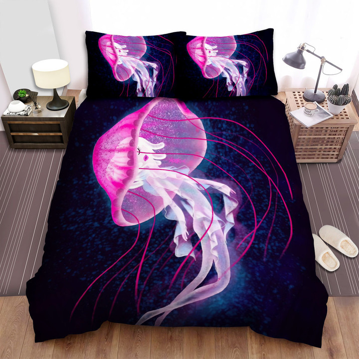 The Wildlife - The Jellyfish Mermaid Closing Eyes Bed Sheets Spread Duvet Cover Bedding Sets