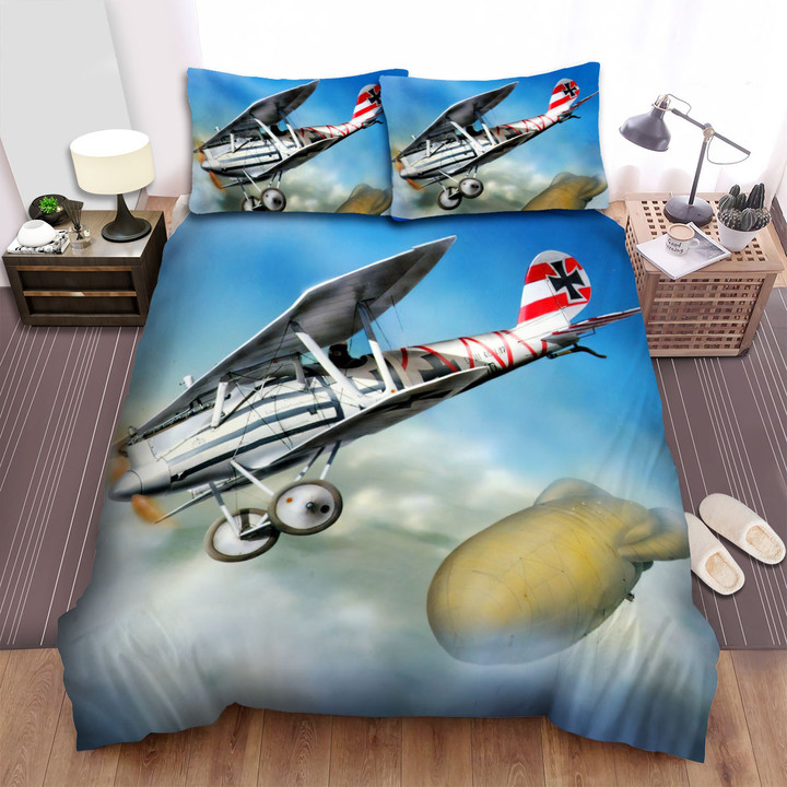 Military Weapon Ww1 German Empire Plane - Black Cross Plane Bed Sheets Spread Duvet Cover Bedding Sets