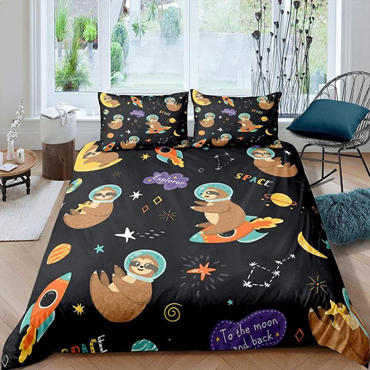Sloth In Space Bed Sheets Duvet Cover Bedding Sets