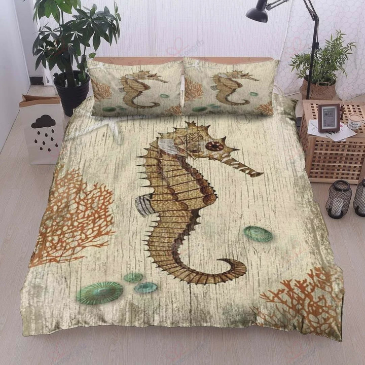 Seahorse Vintage  Bed Sheets Spread  Duvet Cover Bedding Sets