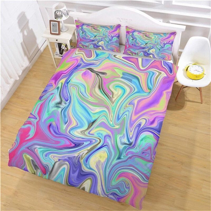 Vibrant Rainbow Marble  Bed Sheets Spread  Duvet Cover Bedding Sets Perfect Gifts For Marble Lover Gifts For Birthday Christmas Thanksgiving