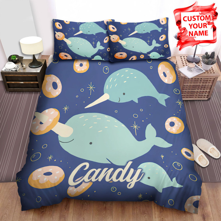 Personalized The Wildlife - The Narwhal Donut Art Bed Sheets Spread Duvet Cover Bedding Sets