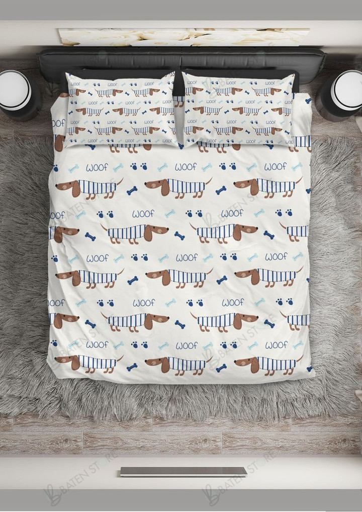 Dachshund Woof Woof Bed Sheets Duvet Cover Bedding Set Great Gifts For Birthday Christmas Thanksgiving