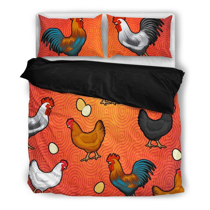 Hen And Roosters Farm Themed Cotton Bed Sheets Spread Comforter Duvet Cover Bedding Sets