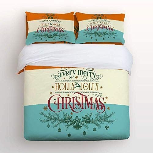 Merry Christmas Message Cotton Bed Sheets Spread Comforter Duvet Cover Bedding Sets