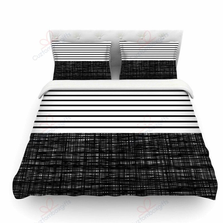 Black And White Stripes Bedding Set (Duvet Cover & Pillow Cases)