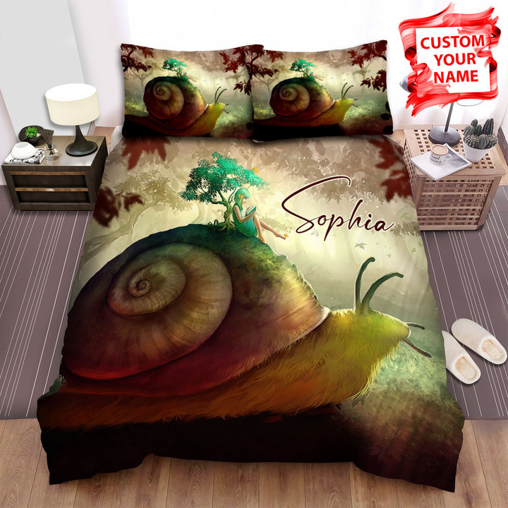 Personalized The Wild Animal - A Girl Reading Book On Her Snail Bed Sheets Spread Duvet Cover Bedding Sets
