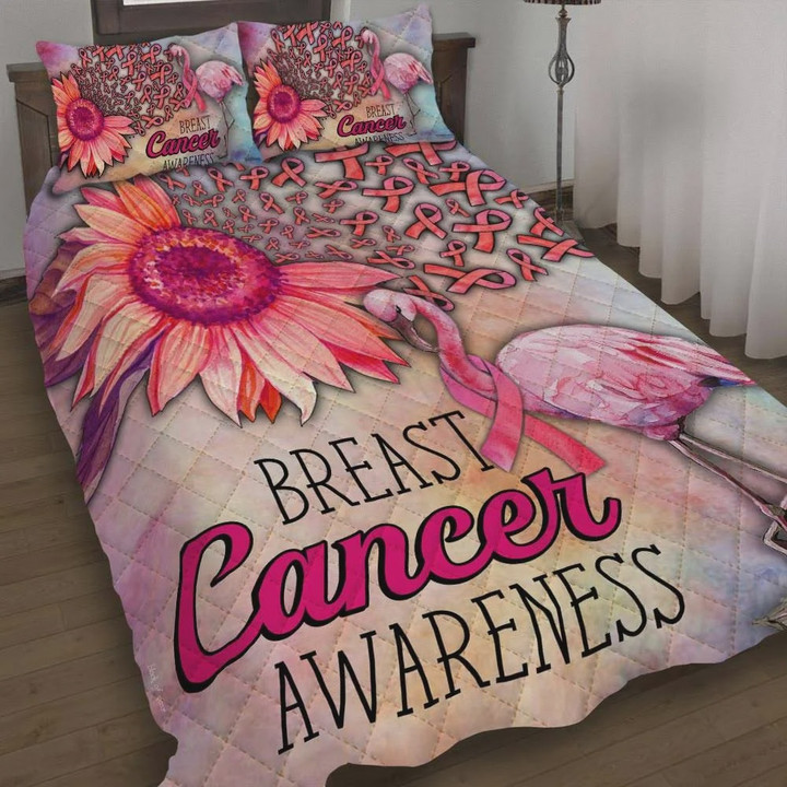 Breast Cancer Awareness Flamingo Cotton Bed Sheets Spread Comforter Duvet Cover Bedding Sets