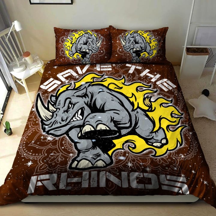 3D Save The Rhinoceros Cotton Bed Sheets Spread Comforter Duvet Cover Bedding Sets