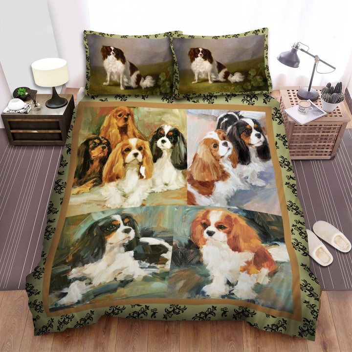 Cavalier King Charles Spaniel Dog Adorable Painting Bed Sheets Spread Duvet Cover Bedding Sets